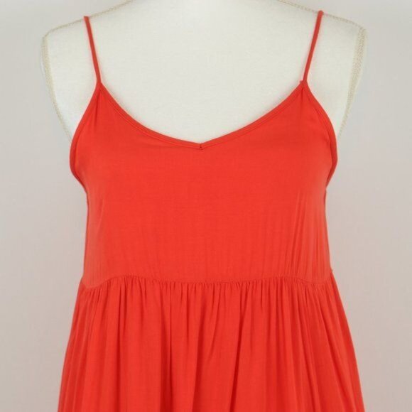 Entro Women's Large Orange Woven Spaghetti Strap Lace Trim Mini Sun Dress - Picture 2 of 7